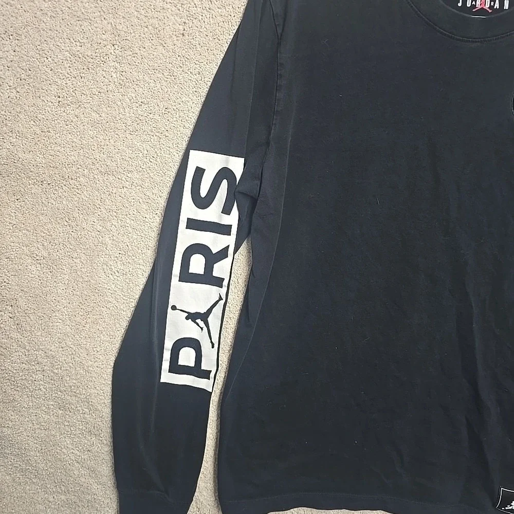 Jordan Mens Medium Black Paris‎ Saint Germain Soccer long sleeve t-shirt EUC